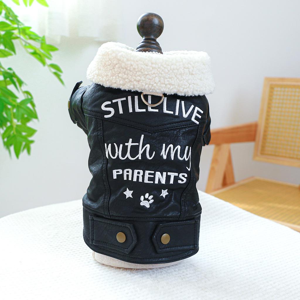 Pet Circle Dog Cat Clothes Thickened Thickened Cotton Coat Leather Coat Pet Products