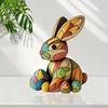 2D Flat Wooden Sculpture Rabbit Wooden Ornament, Bunny Shaped Christmas Ornament for Home Office Desk Decoration Holiday Gifts