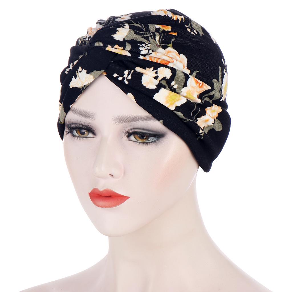 Floral Twist Leopard Print Headscarf Hat