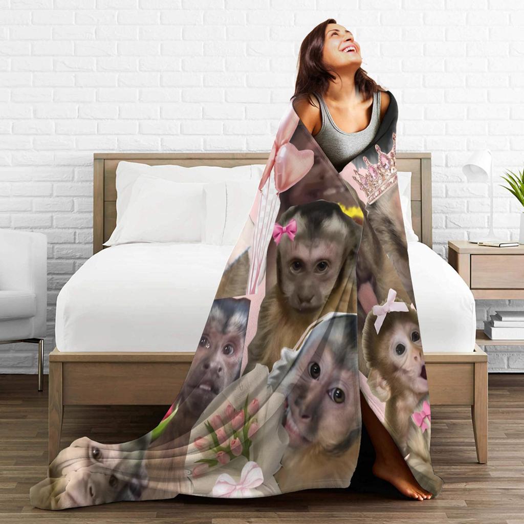 Funny Monkey Cartoon Gift Blanket For Men Women Super Soft Warm  Throw Blankets for Sofa 50x60 Inches Multi-size
