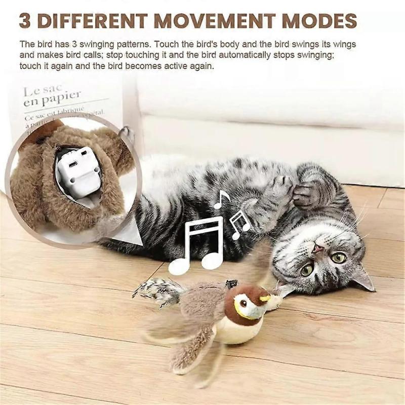  Electronic Interactive Flying Bird Cat Toy Hanging Pet Flapping Sparrow Flappy Perry Bird Cat Toy, Interactive Cat Toy