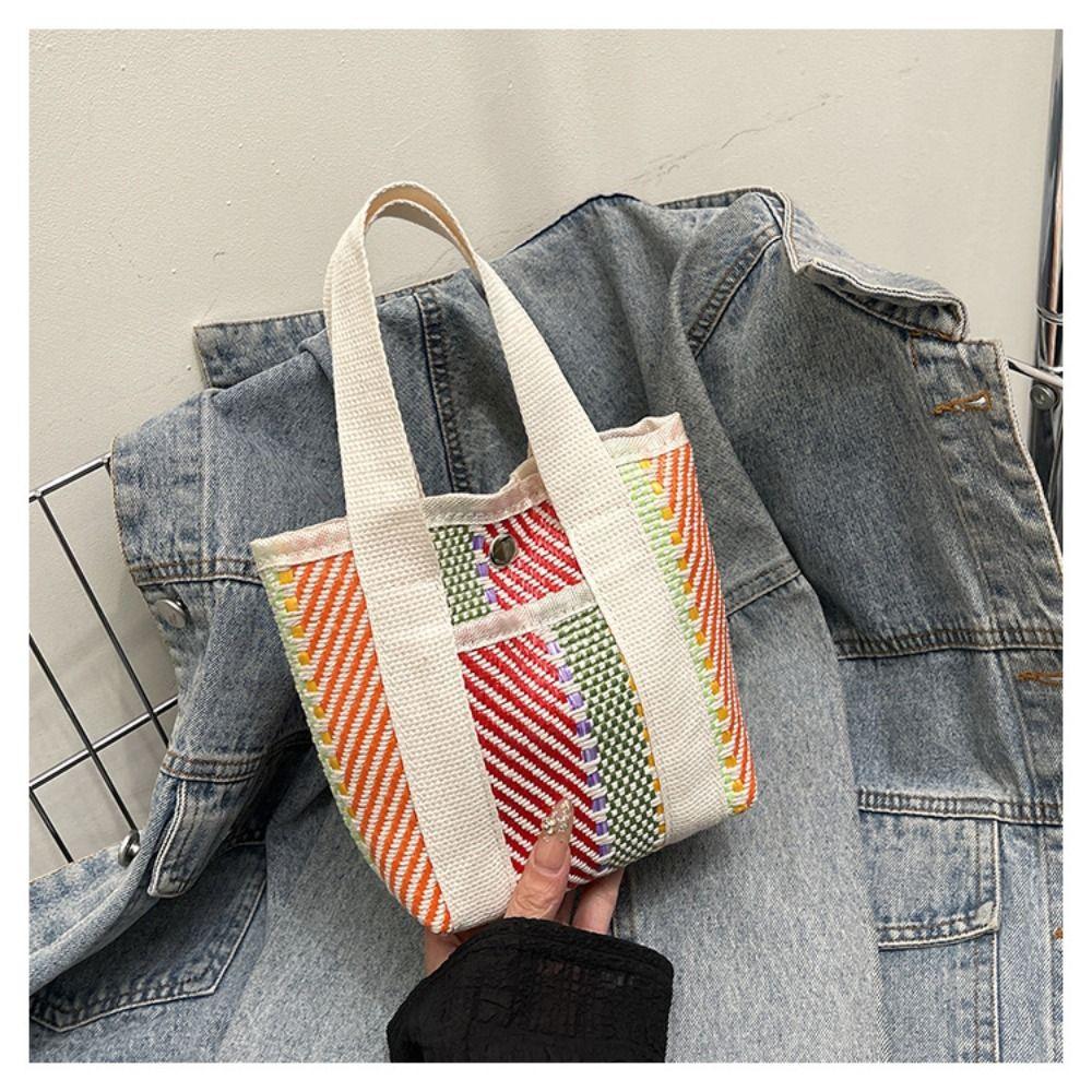 Stripe Straw Bag Large Capacity Tote Bag Portable Lunch Bag  Men