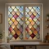 Statische Glasfolie, Fensterfolie mit farbiger Glasstruktur, UV-lichtblockierende, wasserdichte, staubdichte Sichtschutzfolie für die Heimdekoration