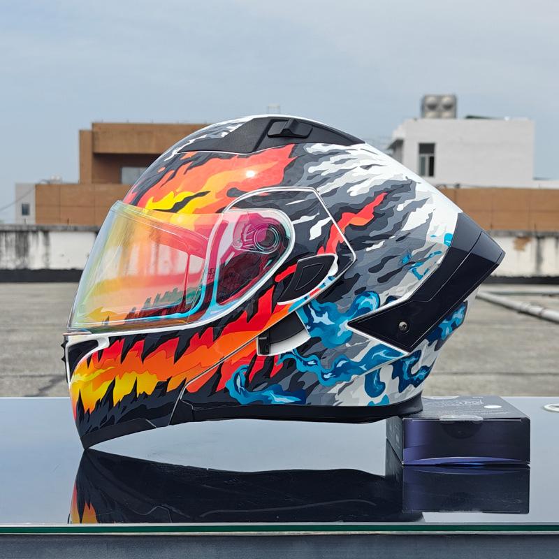 New motorcycle helmet men's face helmet women's locomotive full helmet summer double lens universal in all seasons