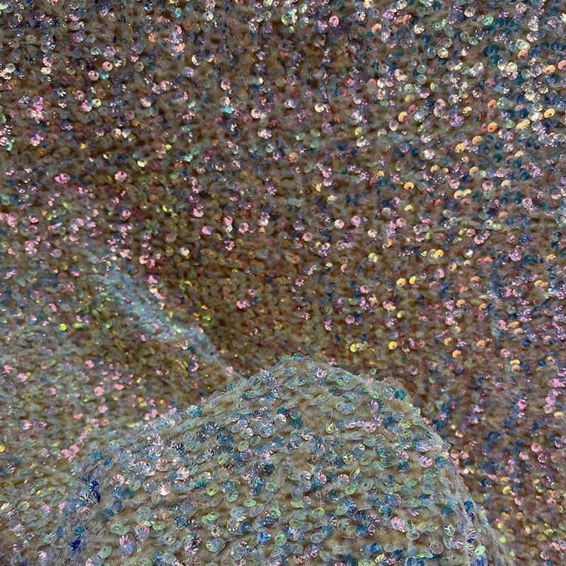 Barevná lesklá flitrová látka Olejově lesklá tylová látka Materiál na svatební šaty Různé styly Domácí flitrová látka Ozdoba oblečení