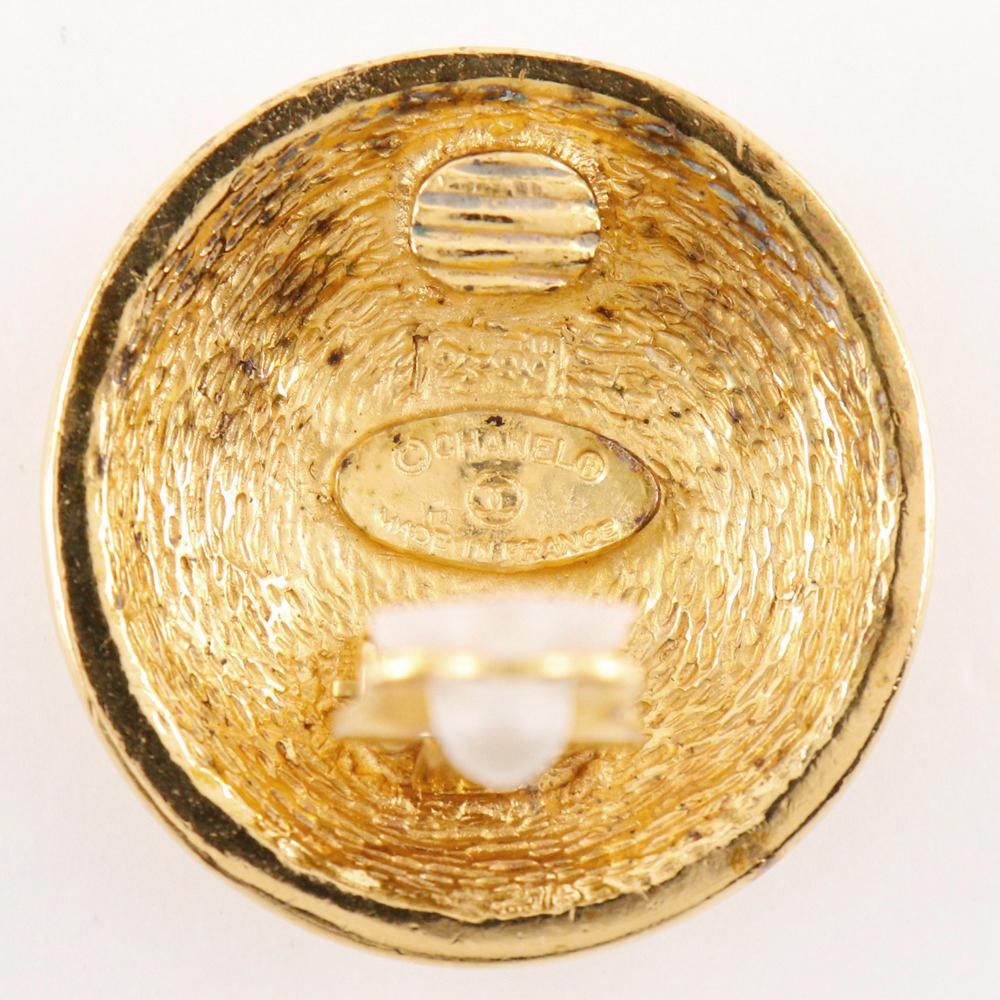 CHANEL COCO Mark Earring Matelasse Plated Gold 28g Women Used