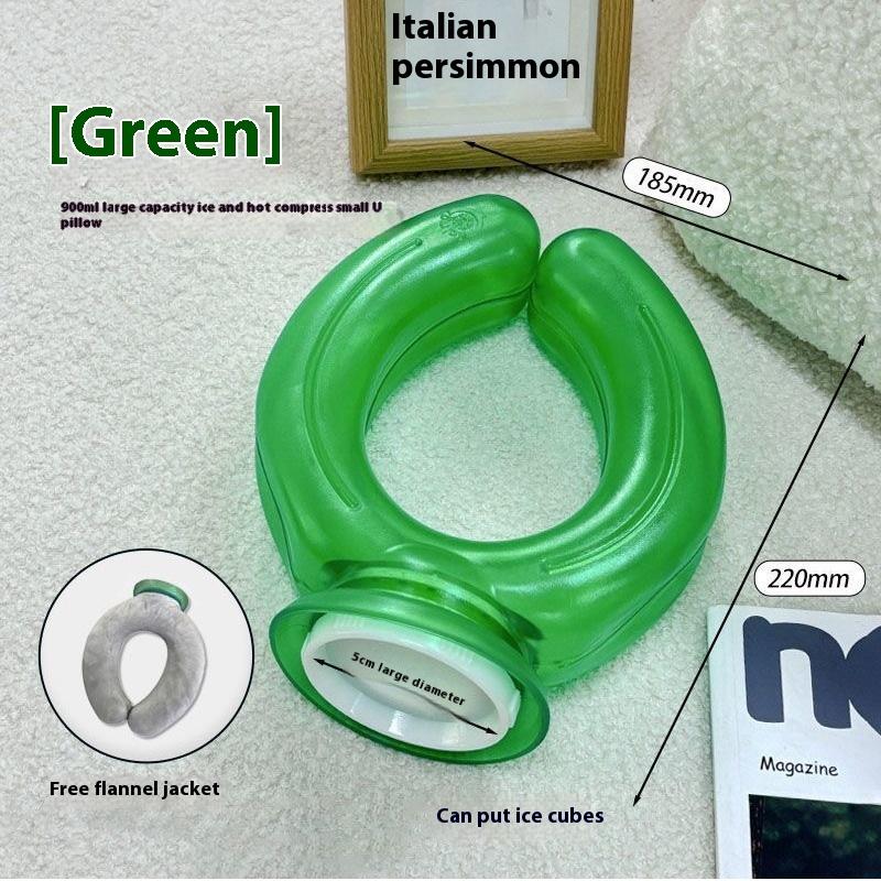 

U-образная защита шеи, грелка для горячей воды, холодный компресс, ПВХ пакет для холодной воды, защита шеи для кемпинга на открытом воздухе, дома зелёный