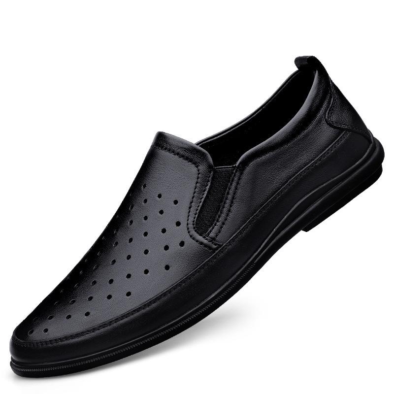 Men's Shoes Large Size Overalls Leather Shoes Men's Soft-soled Cowhide Breathable Casual Shoes Driving Lazy Shoes Foreign Trade Dad Shoes