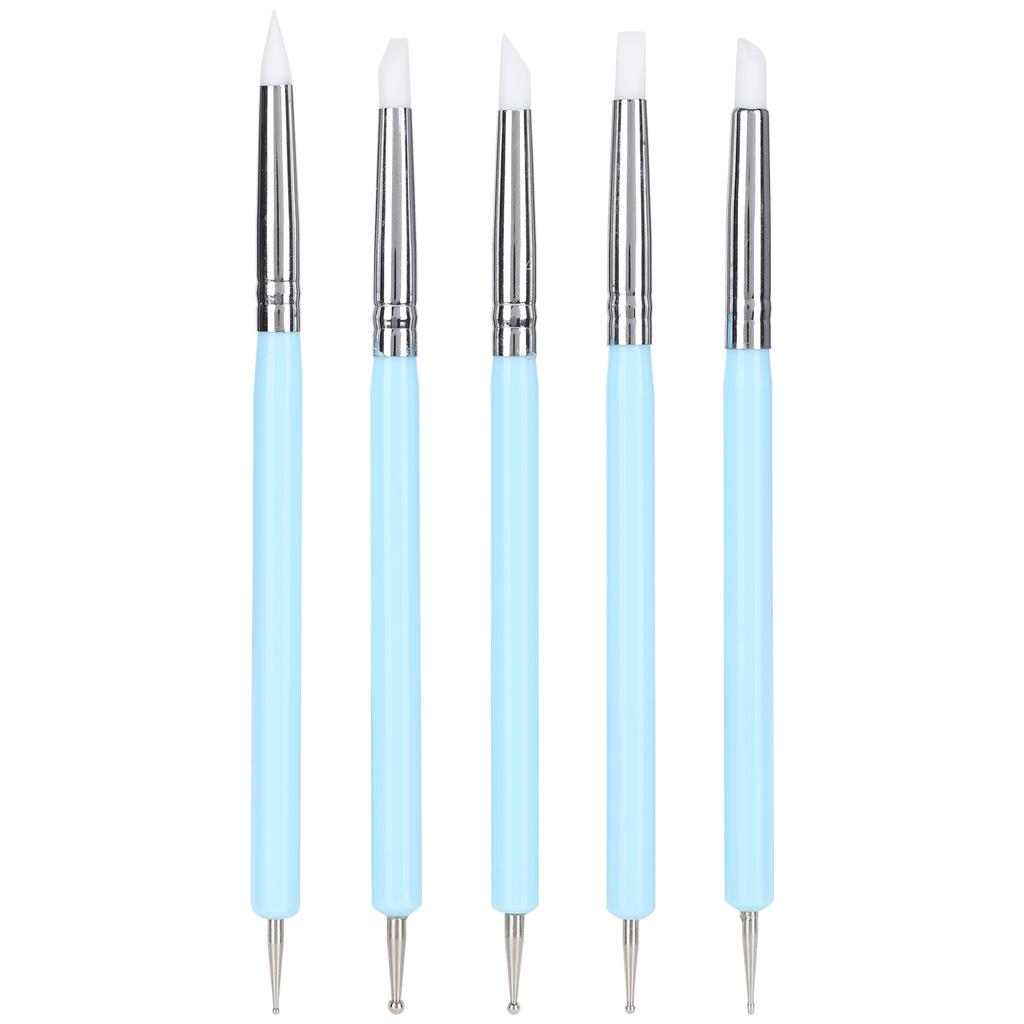 5pcs Silicone Clay Sculpture Pen Ball Styluses Nail Art Dotting Tool Pottery Brushes Pen