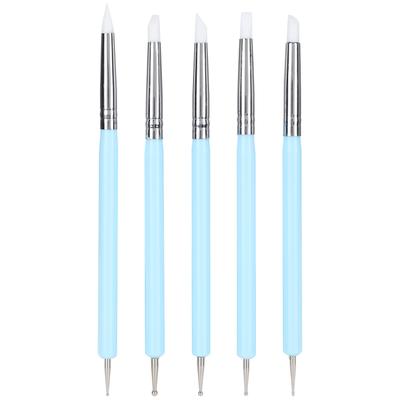 5 Stück Silikon Ton Modellierstift Kugel Stylus Nagelkunst Punktierwerkzeug Keramik Pinsel Stift