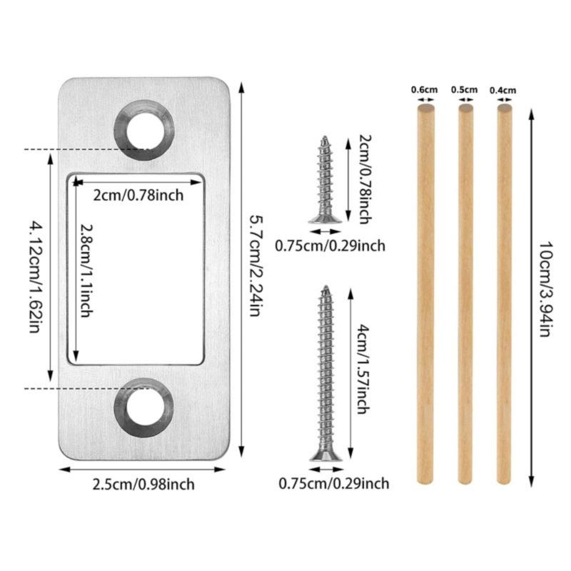 Metal Door Strikes Plate Corrector Large Hole Round Corner Strikes Backplate Prevents Sticking and Misalignment