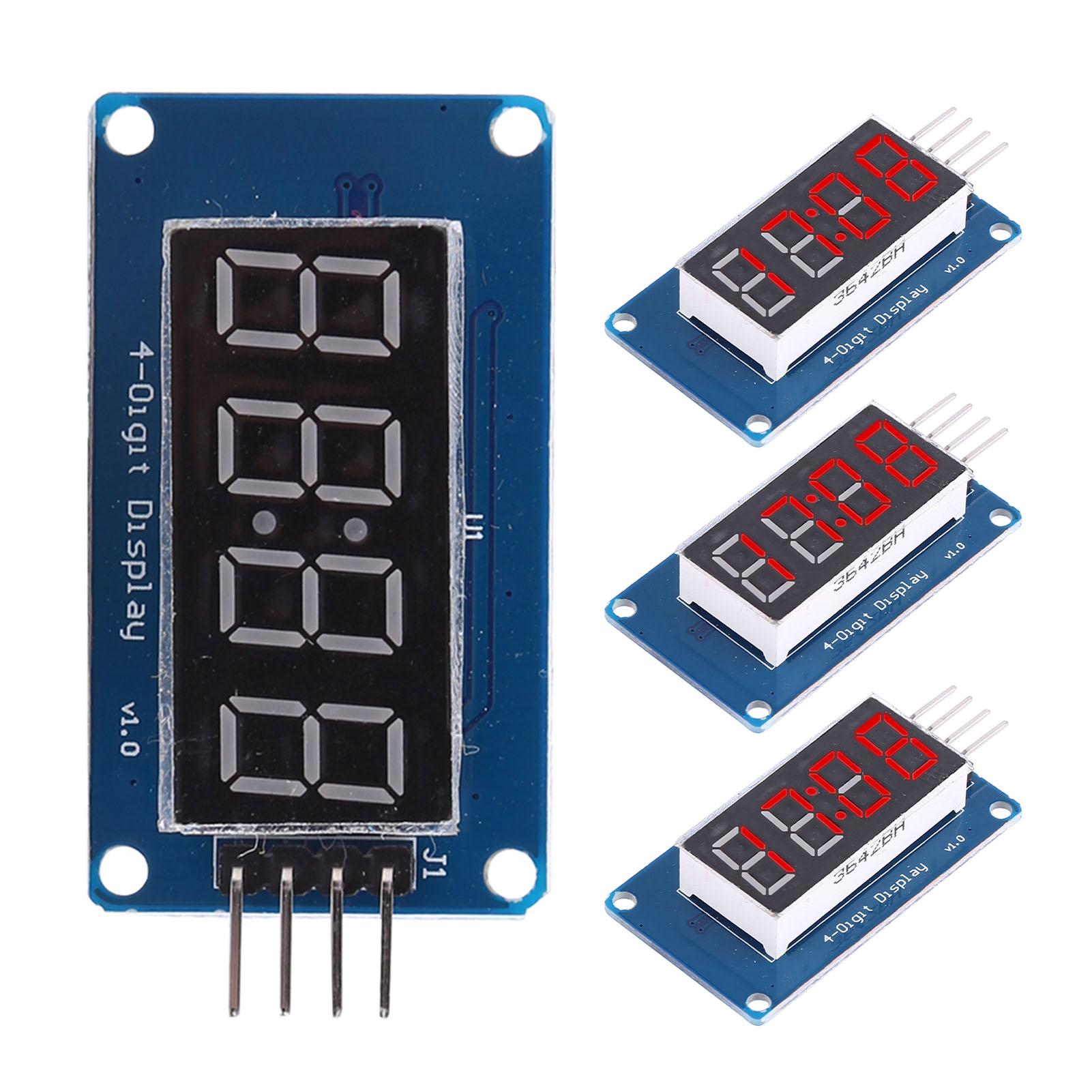

4Pcs 4 Digit Tube Display Module Red Adjustable Brightness LED Segment Support for TM1637 Drive Chip with Clock