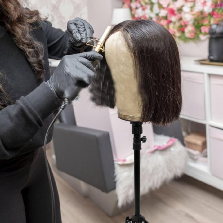 Salon Adjustable Height Wig Holder Stand With NonSlip Tripod Base For Precise Haircutting Practice Foldable Rustproof