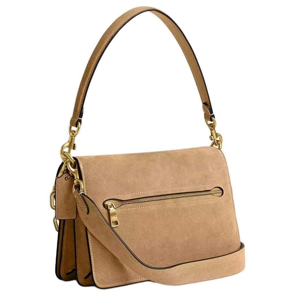Coach Tabby 26 Signature Hardware Suede And Calfskin Medium Shoulder Bag Women handbags Brass Sand CAN13-B4SN
