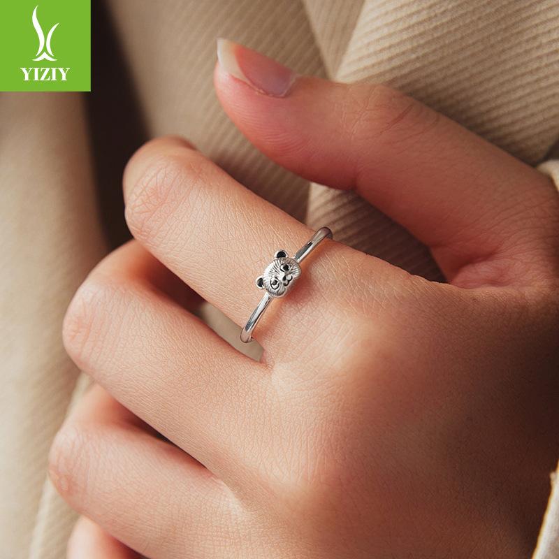 Cute Panda Open Ring Playful And Smart S925 Sterling Silver Animal Ring Jewelry