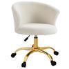 Desk Chair Height-Adjustable with Teddy Fleece Look White