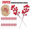 20PCS Artificial Holly Berries Branches 8.7inch Artificial Holly Berry Picks Versatile for Xmas Tree Decorations
