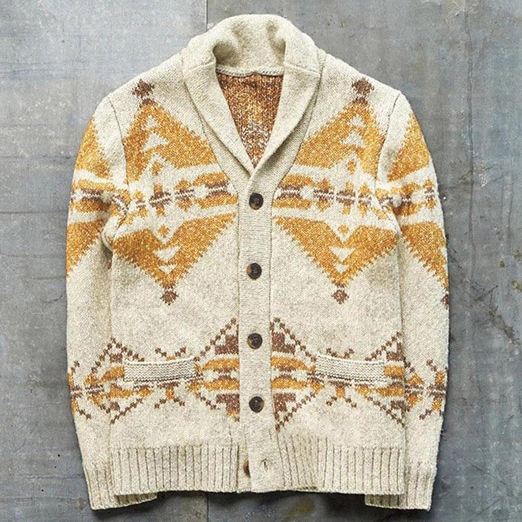 And Winter Men's Fashion Loose Cardigan Warm Lapel Hooded Jacket Sweater
