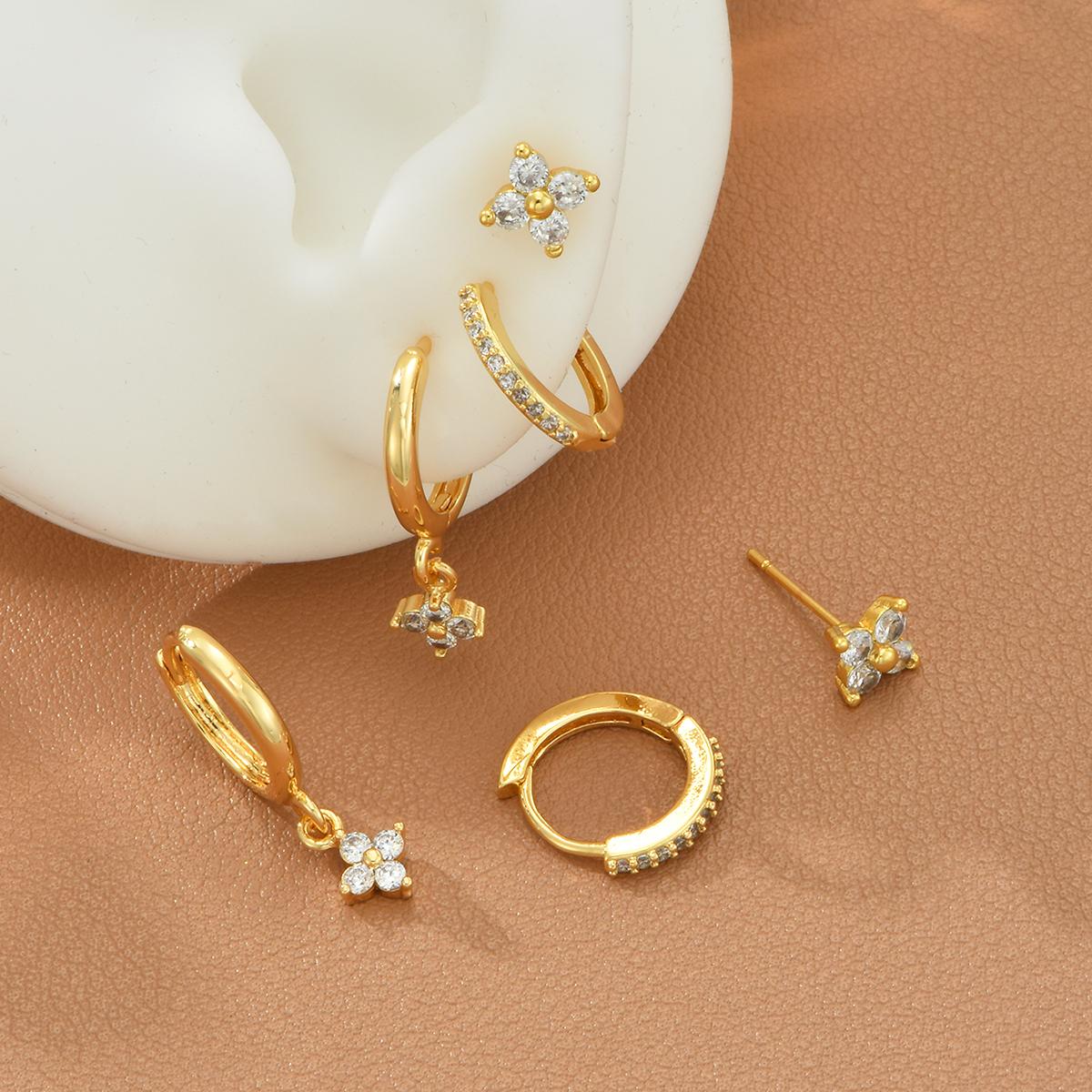 

6/8/10 Pair Gold Color Zircon Stackable Earrings For Women Exquisite Piercing Cartilage Hoop Earrings Female Jewelry Accessories