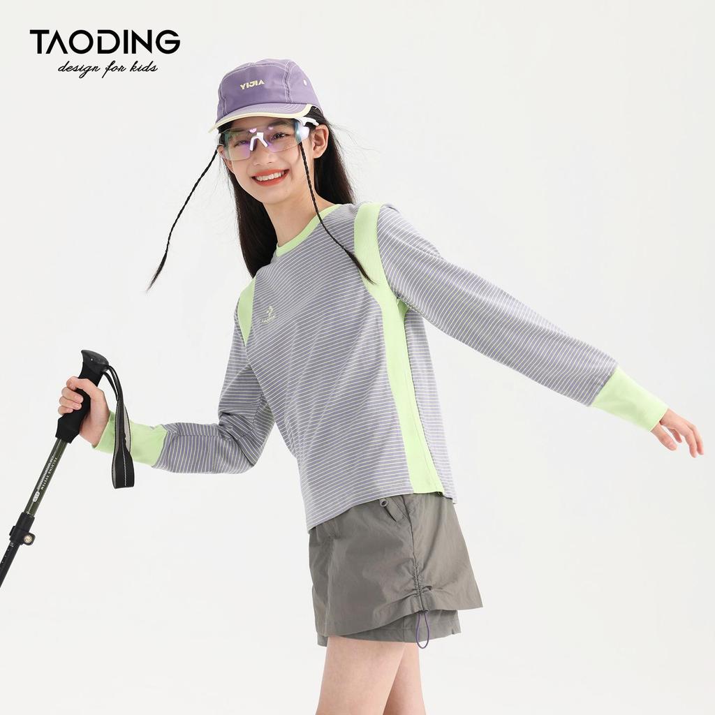 Tao Town Mädchen Herbst Gestreiftes Langarm-T-Shirt - Lässige Mode Basisschicht für Kinder