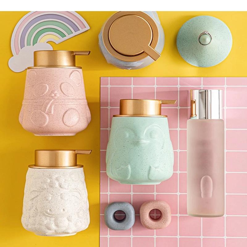 Animal Embossed Ceramic Hand Sanitizer Bottling Bathroom Shower Gel Shampoo Lotion Bottle Household Disinfectant Press Container