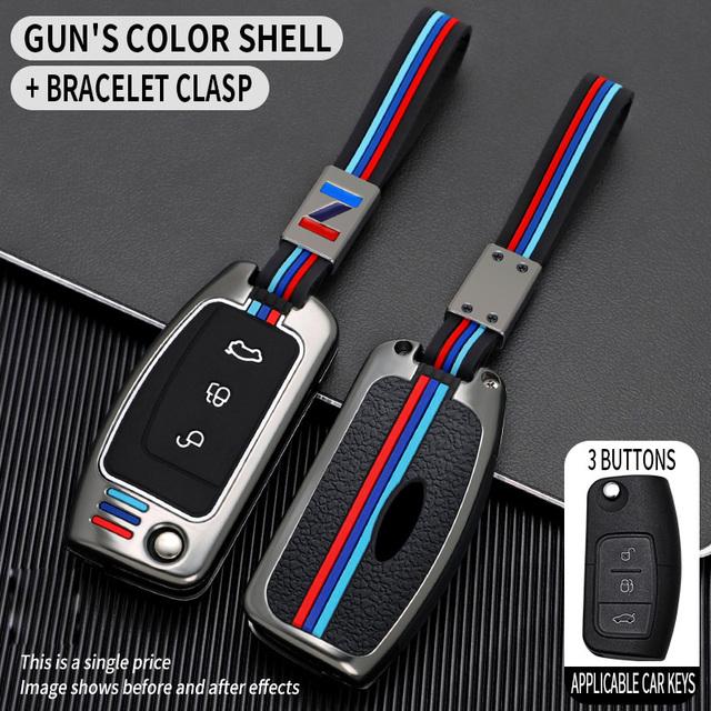 1x Çinko Alaşımlı Anahtar Kutu Ford Fiesta Odak 2 Ecosport Kuga Escape Falcon B-Max C-Max Eco Sport Galaxy 3 Düğme Çevirme Anahtar Kapağı