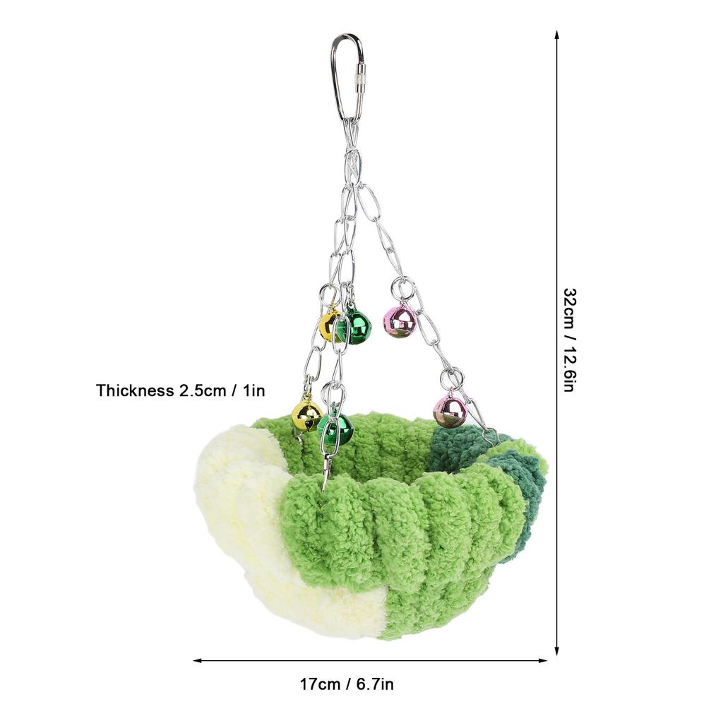 Bird Nest Bed Hanging Swing Soft Plush Warm Comfortable Parrot Breeding Nest Bed with Bell Pendant for Home Indoor
