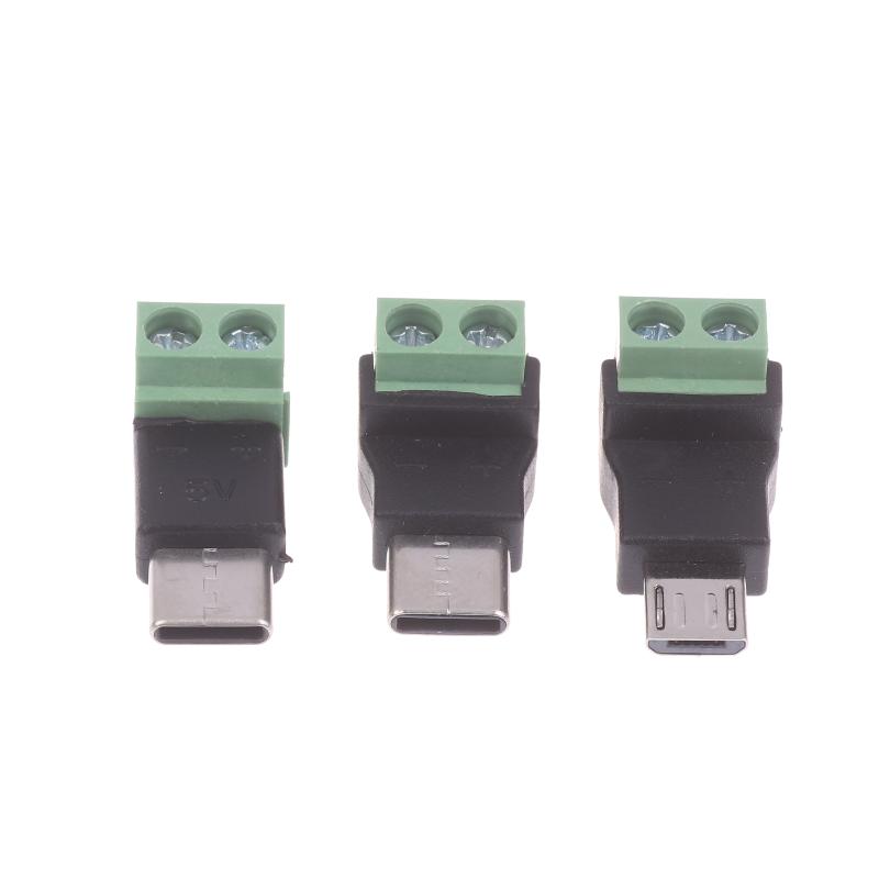 1/3Pcs 5V Solderless Green Charging Adapter Type C/Micro Male To 2 Pin For Toy Intelligent Devices Phone And Computer