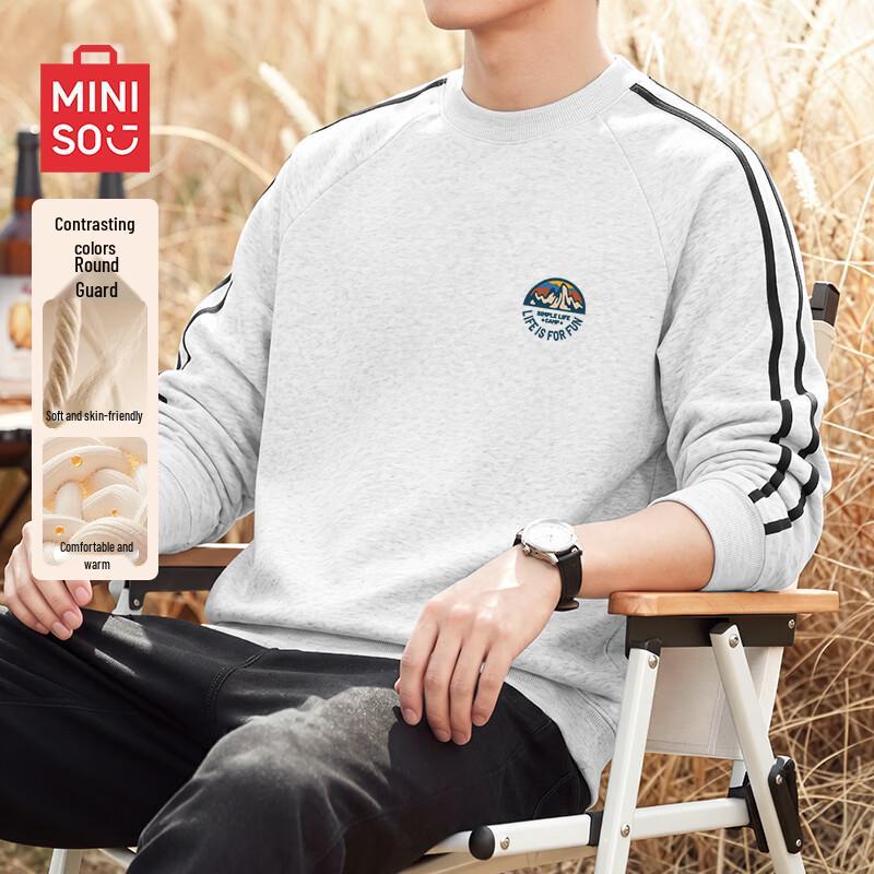 MINISO Men's American-Style Contrast Color Crewneck Sweatshirt