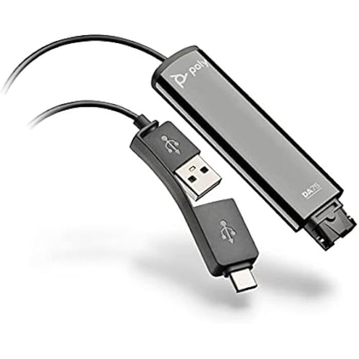 Adaptér USB-A/C - POLY - DA75 - Inteligentní rozpoznávání - Sluchátka EncorePro - Černá