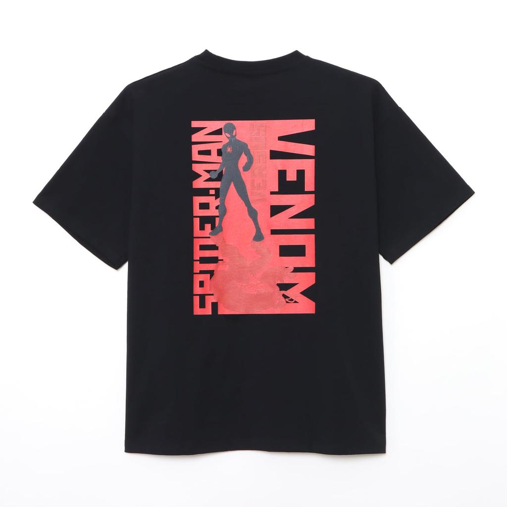 Small Planet Marvel Print Short Sleeve T-Shirt, Spider-Man vs. Venom, One Size Fits All, Black