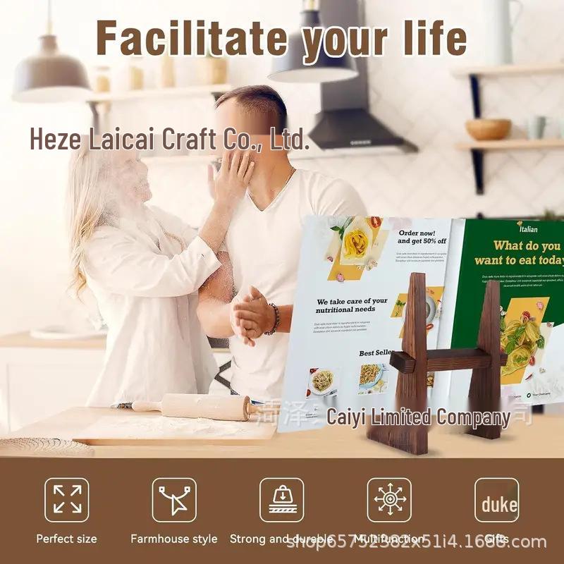 Wooden Detachable Recipe Holder & Book/Record Display Stand