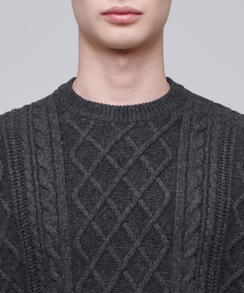 MUSINSA STANDARD Aran Cable Crew Neck Knit [Medium Grey]