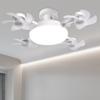 LED Fan Light 3 Colors E26 E27 3 Speeds Eye Friendly Quiet Motor Ceiling Fan Light 2 Timers with Remote Control for Living Room