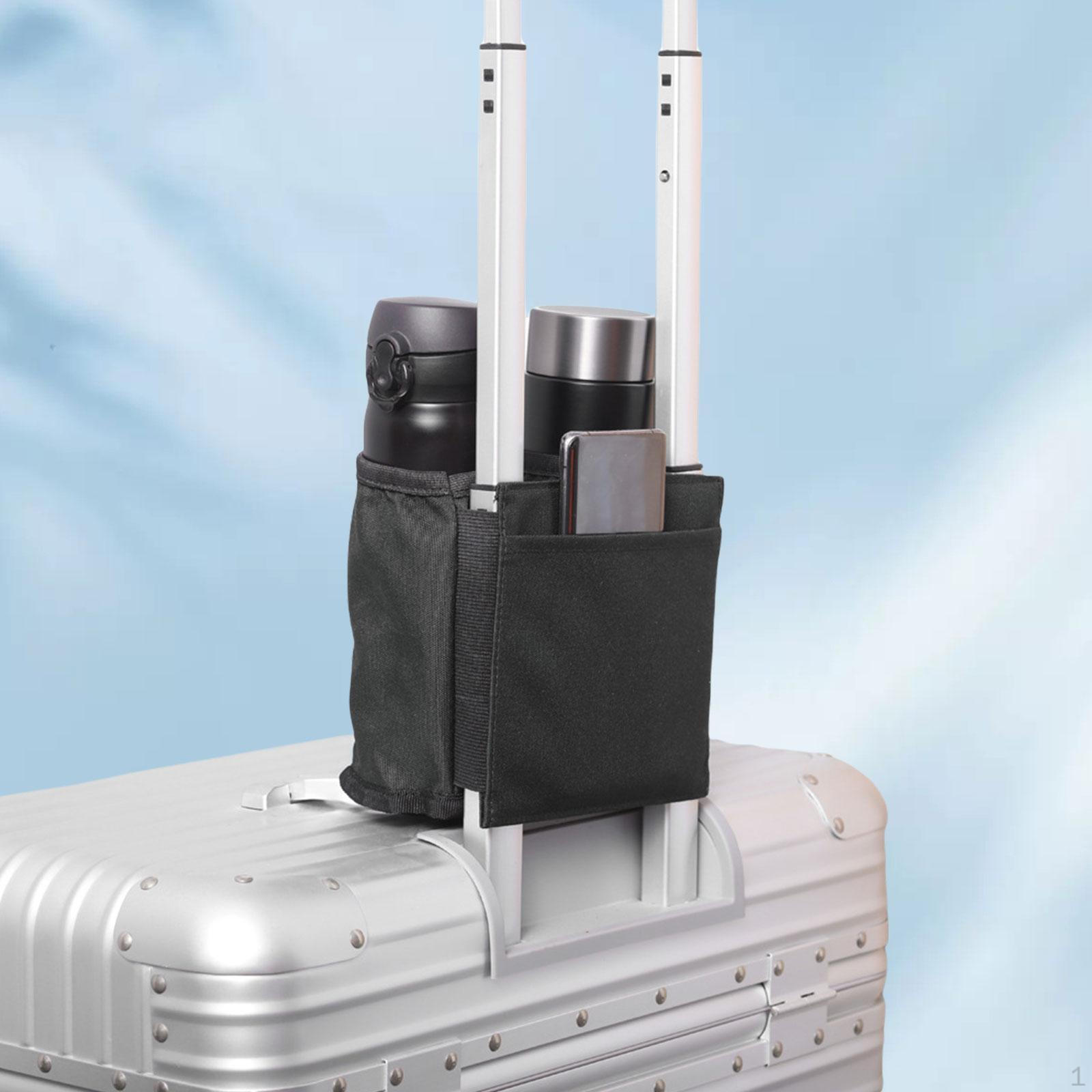 

Подстаканник для багажа, держатель для телефона с передним карманом, крепление для чемодана во время поездки чёрный