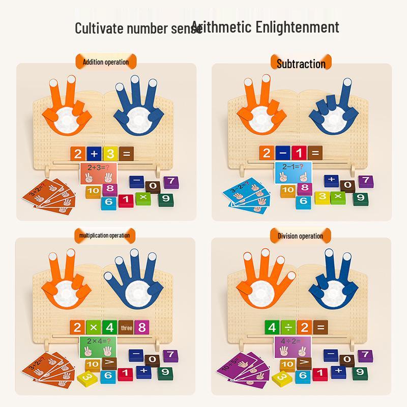 Children's Montessori Math Learning Board: Addition & Subtraction Finger Counting Toy for Kindergarten Cognitive Development.