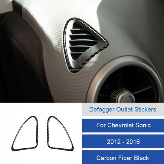 2x Carbon Fiber PVC Defogger Outlet Cover Sticker For Chevrolet Sonic 2012-2016 Carbon Fiber