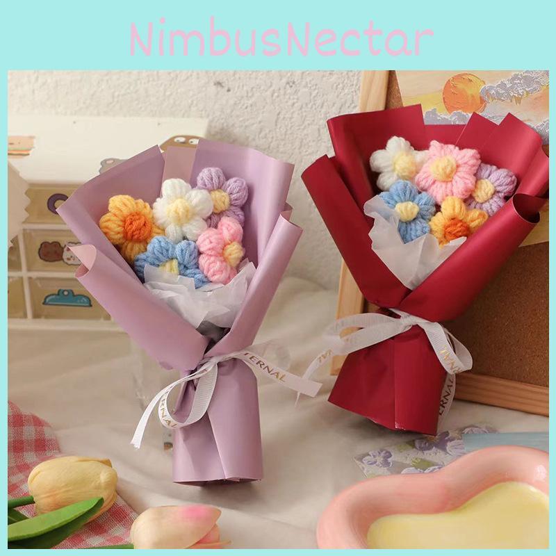 Beautiful Knitted Pastry Flower Bouquet For Valentine's Day Mother's Day And More