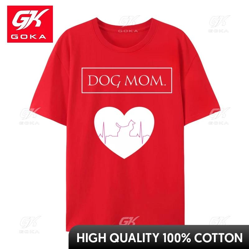 Dog Mom Heartbeat Group Top TShirts Loose Dog Lover Heartbeat Chihuahua Cotton Adult Tops Shirts Hip Hop T Shirts S