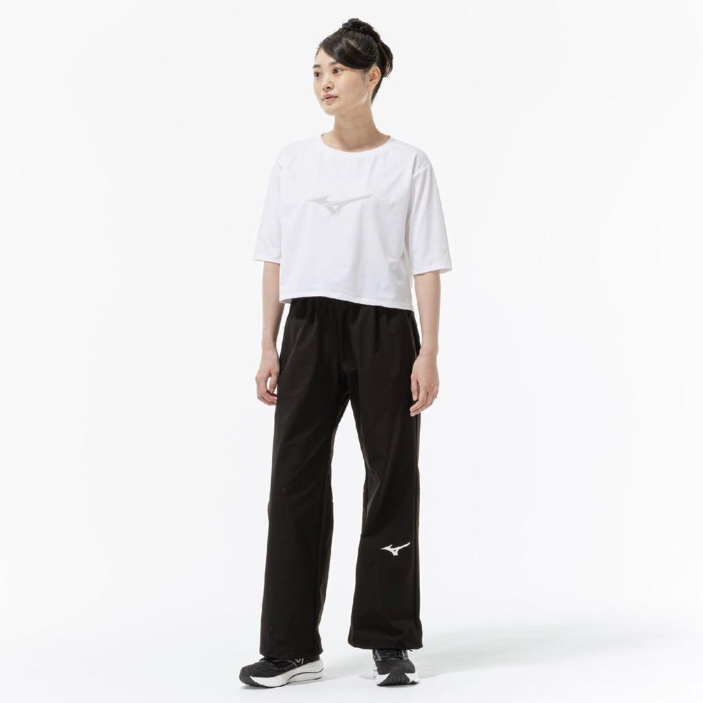 Training Wear Soft Dry Cropped UV Protection 32MAD302 White M [Mizuno] T-Shirt (Wide Silhouette) Sweat-wicking, Quick-drying, Women's