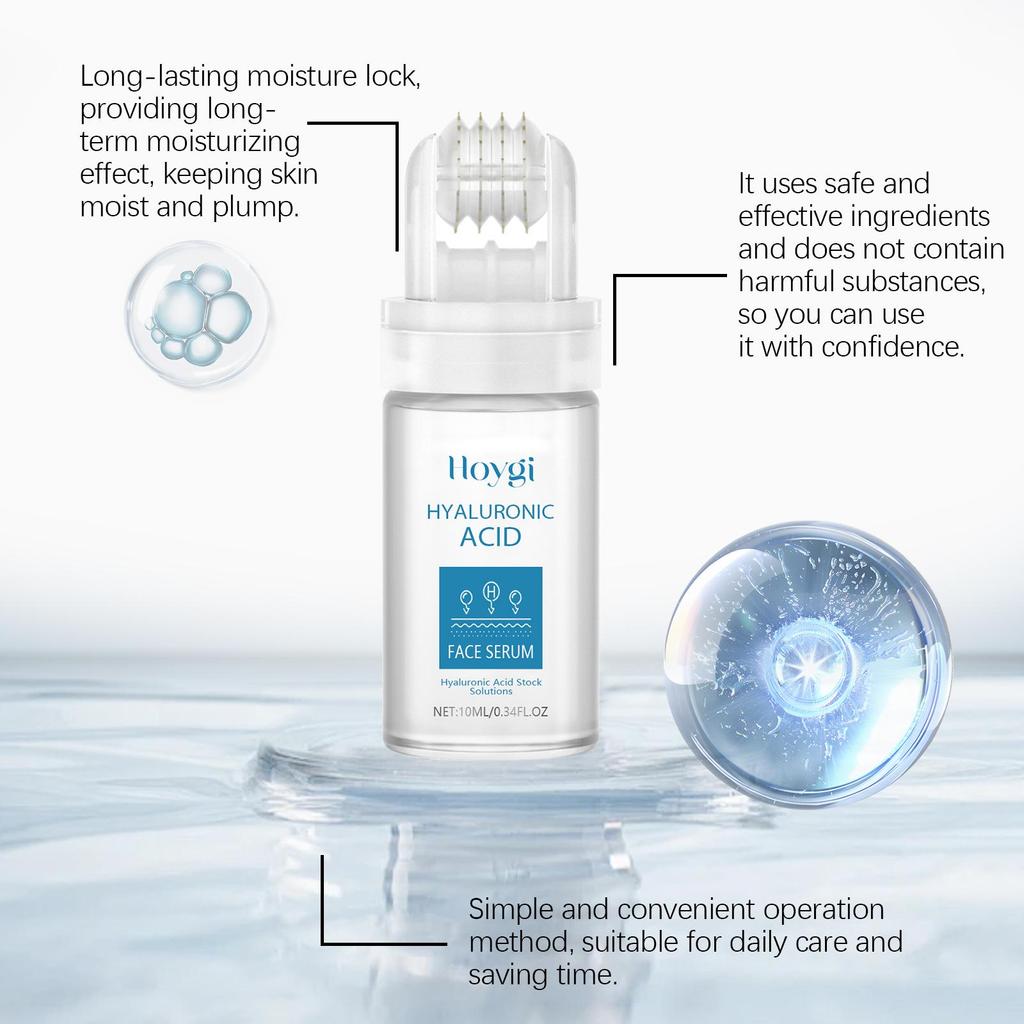 Hyaluronic Acid Facial Roller Serum, Hydrating Pore Minimizing Serum for Glowing Radiant Skin, Daily Moisturizing Face Care Roller Essence