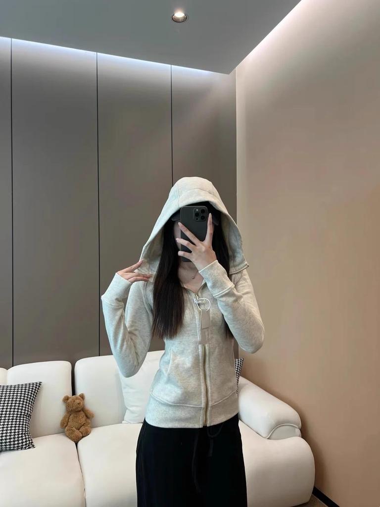 Women's Bone White Slim Fit Jacket - Waist-Hugging, Straight Shoulder, 2025 Korean Style Autumn/Winter Sweatshirt