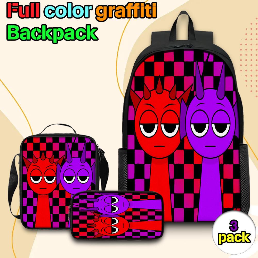 Sprunki Rhythm Box Backpack Primary School Third and Fourth Grades Lightweight Student School Bag L