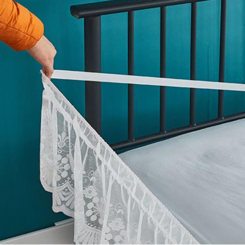 18-calowe koronkowe spódnice do łóżka, owinięte wokół, marszczone, owinięte wokół, elastyczne spódnice do łóżka bez powierzchni łóżka, podwójne, pełne, królowe, rozmiar king