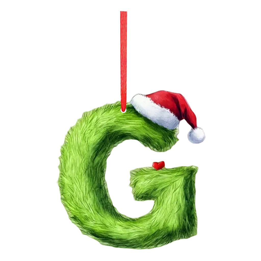 2D 26 Letter  Christmas Ornaments Acrylic Flat Christmas Tree Home Decorations Ornaments