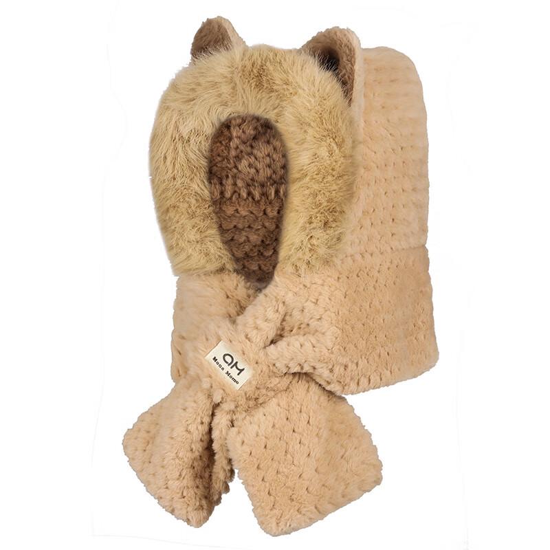 ZHENYUEQI Winter Plush Fox Ear Hat Scarf