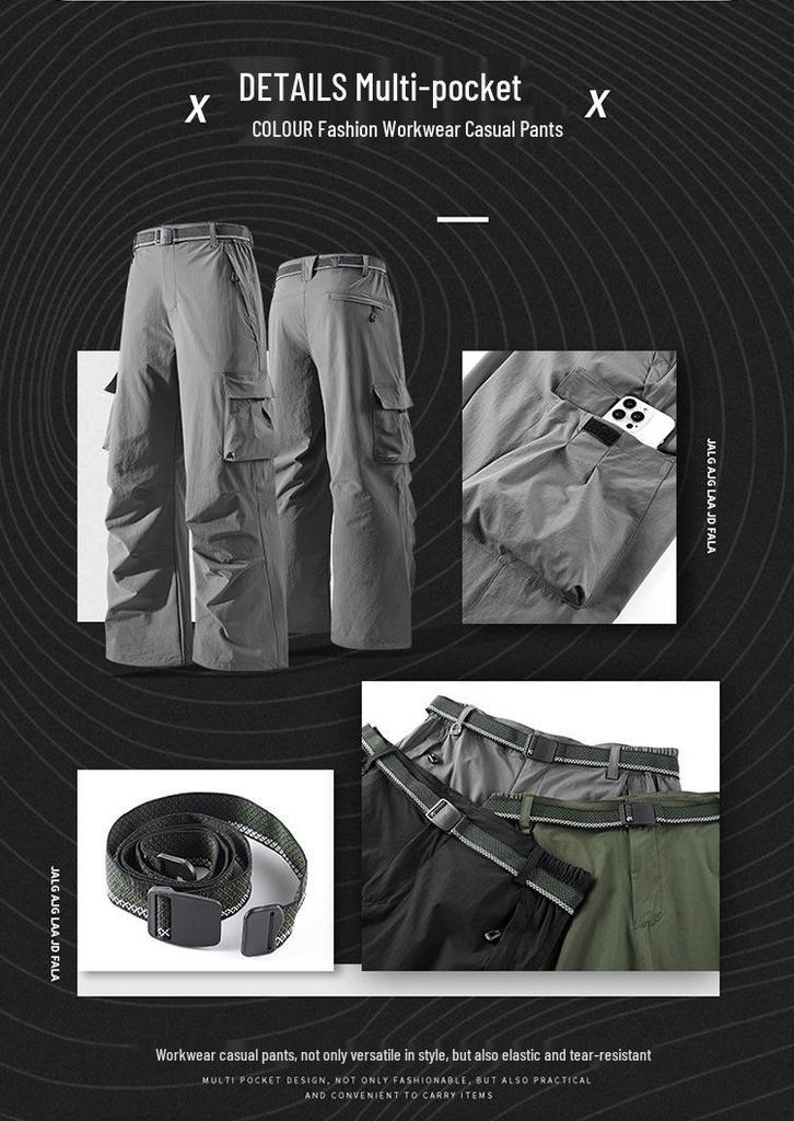 2025 Men's Modern Multi-Pocket Wide-Leg Casual Sports Pants