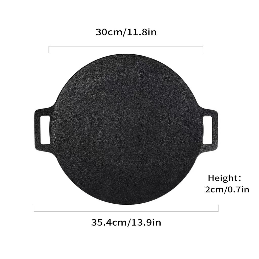 Leeseph Korean BBQ Grill Pan Round Griddle Pan for Gas Open Fire Camping Home Outdoor Stoves Circular Multiple Sizes Black