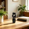 3D-Printed Minimalist Couple Ornament with Heart Cutout Smooth Delicate Lines Black White Desktop Keepsake Romantic Home Decor Gift