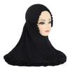 Breathable Girls Neck Shawl Crinkles Texture Solid Color Girls Muslim Hijab Soft Stretch Children Islamic Headscarf